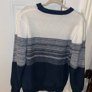 Men's Navy and White Striped Sweater